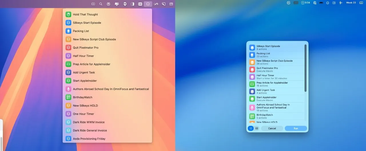 نمایش دو بخش مختلف لیست وظایف و آیکونهای برنامهها به رنگهای متنوع