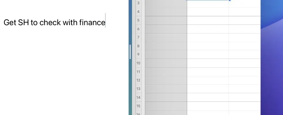 نوار تقسیم عمودی بین برنامه‌ها در حالت Split View در آیپد