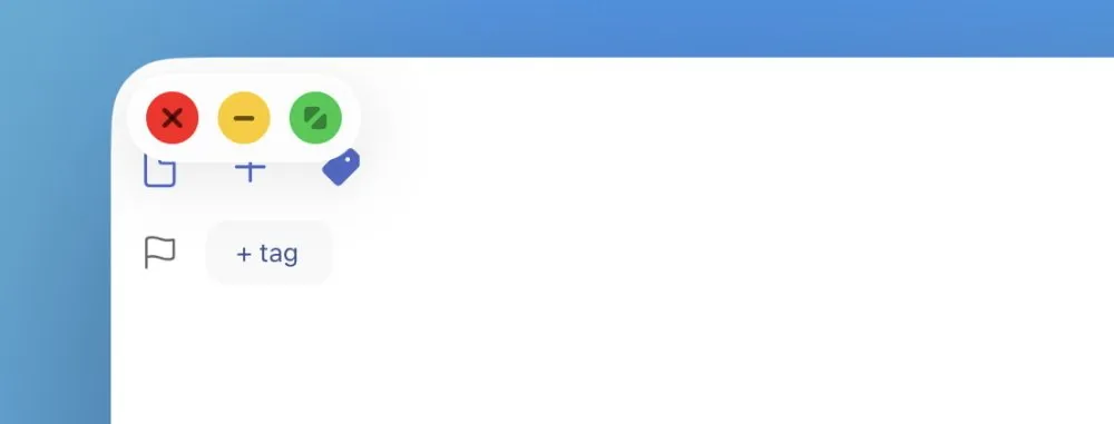 کنترل‌های پنجره مانند مک‌او‌اس با دکمه‌های رنگی در بالای چپ پنجره