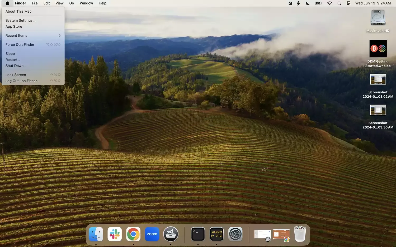 منوی Apple در مک‌بوک