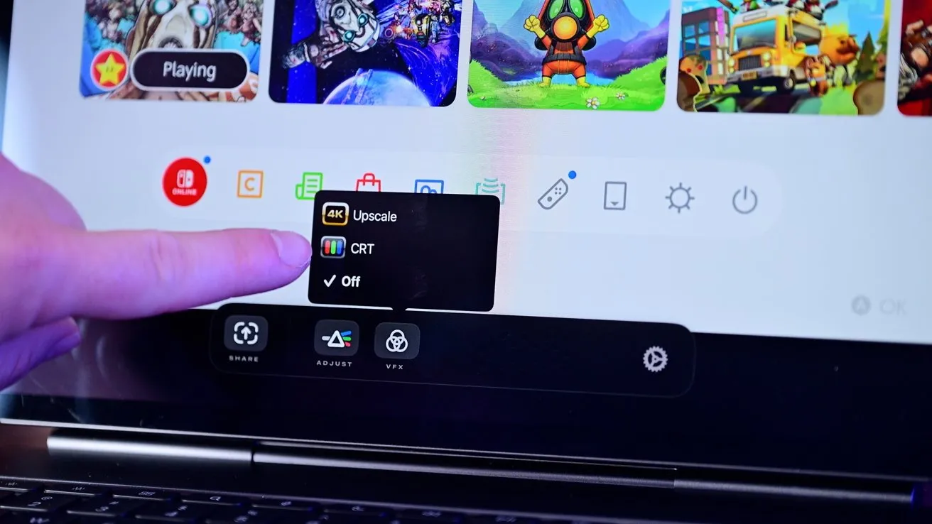 نمایش تنظیمات آپ‌اسکیلینگ 4K و فیلترهای CRT در صفحه نمایش آی‌پد