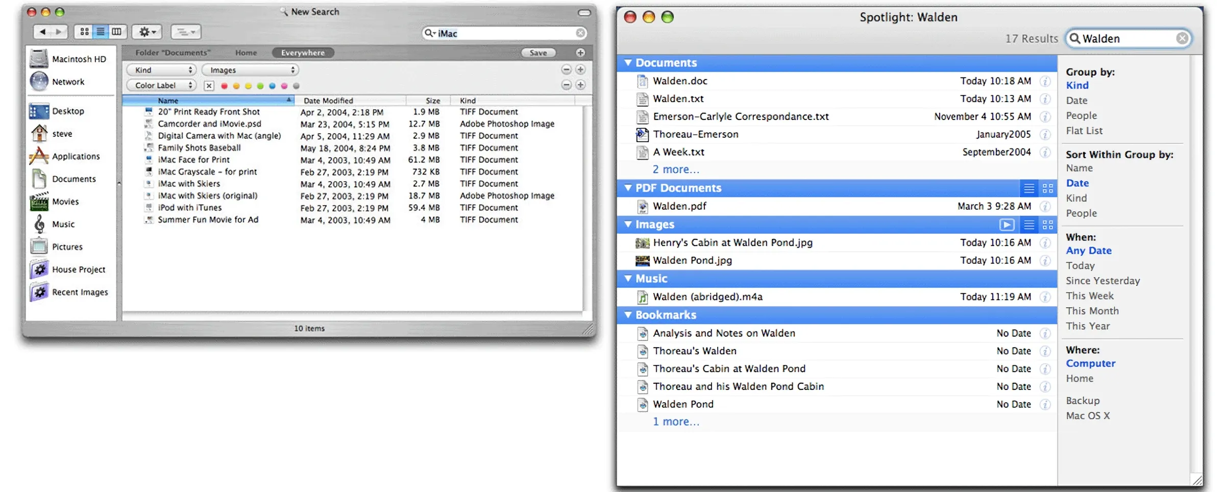 Spotlight در Mac OS X Tiger