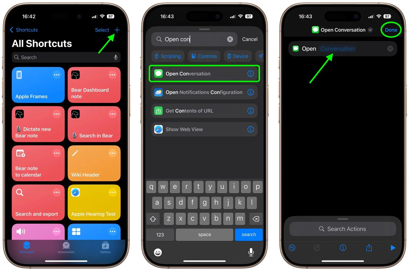 نمای محیط برنامه میانبرها در آیفون