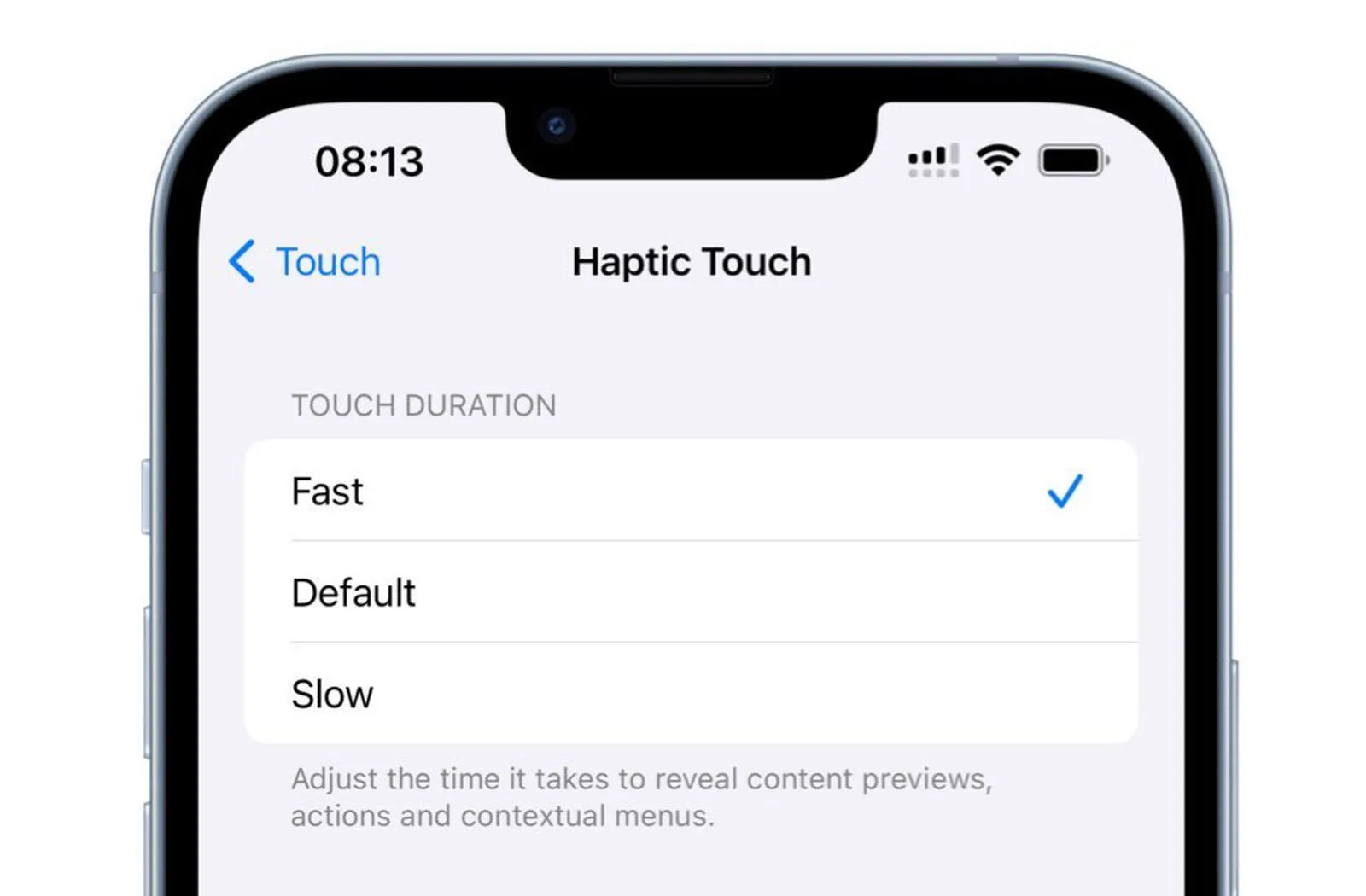 تنظیم سرعت Haptic Touch در iOS 17