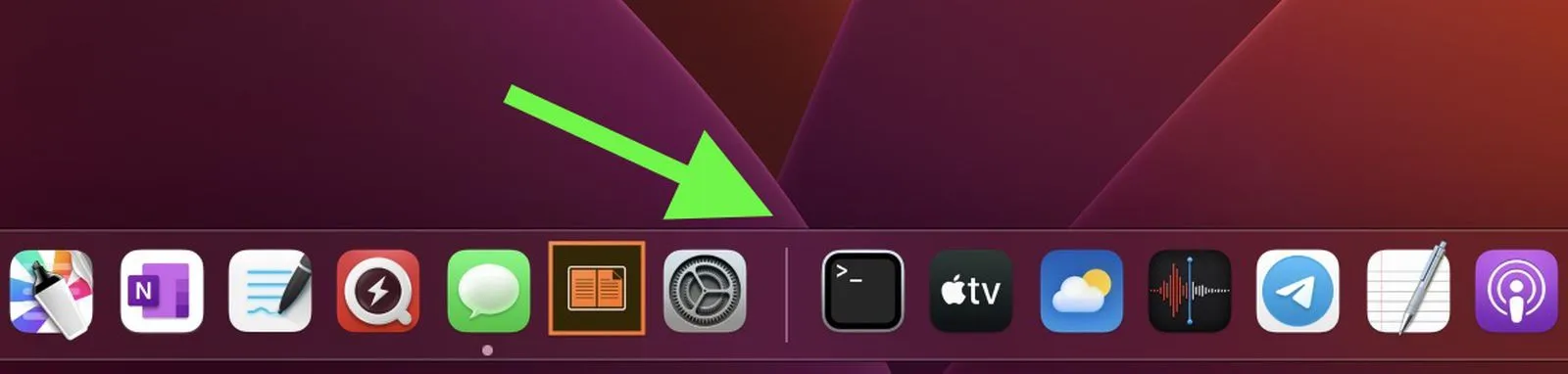 دستورات ترمینال برای نمایش برنامه‌های اخیر در داک مک