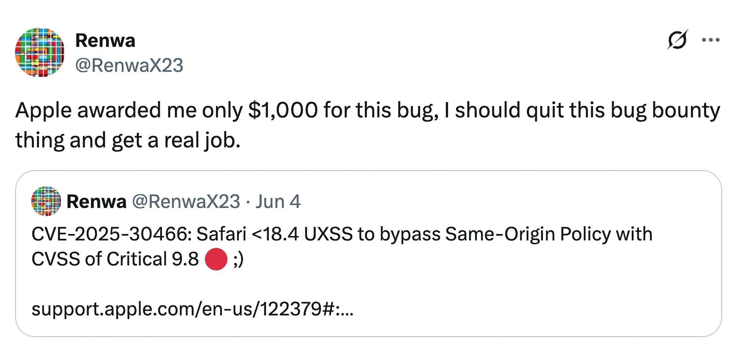 Renwax23 bounty X post