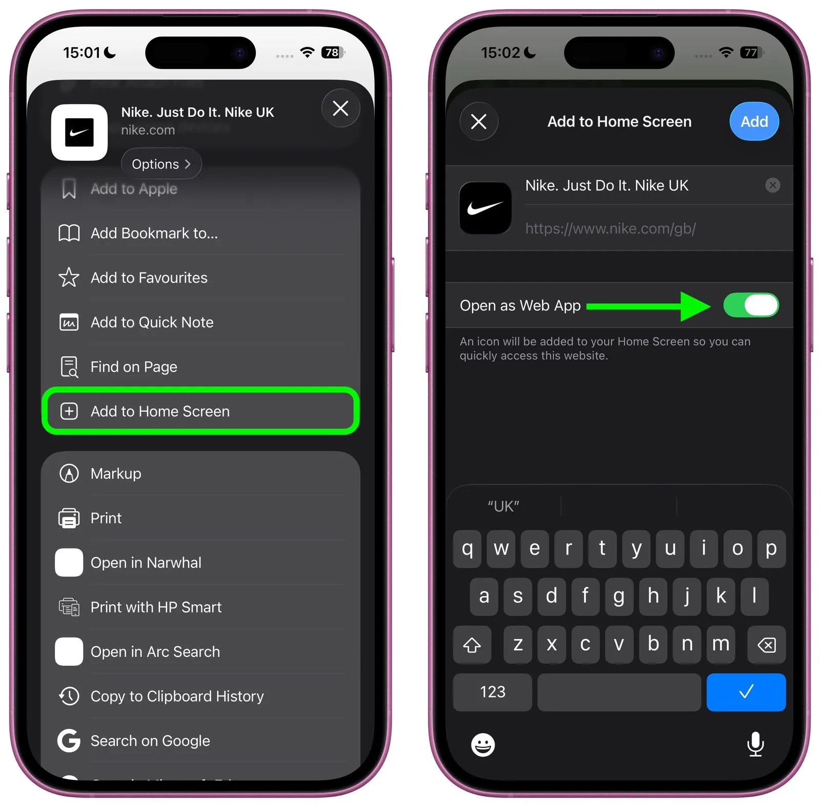 صفحه افزودن به خانه در سافاری