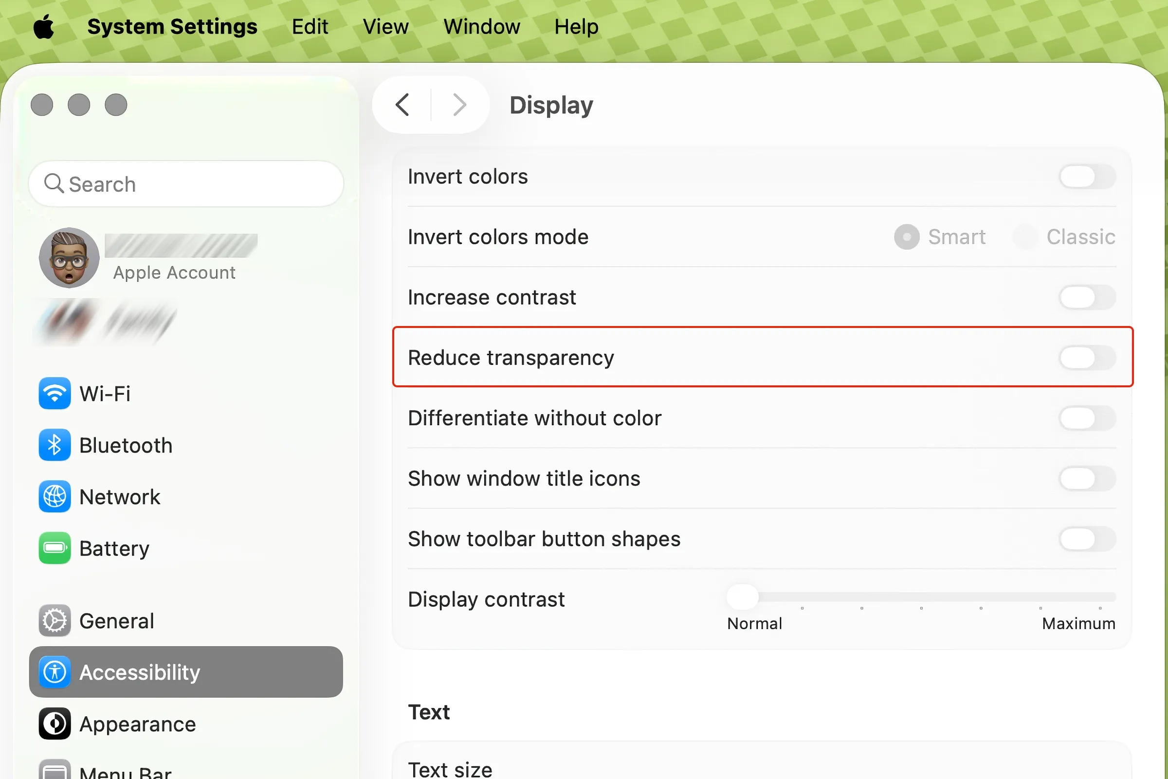 حالت پیش‌فرض شفافیت در macOS Tahoe