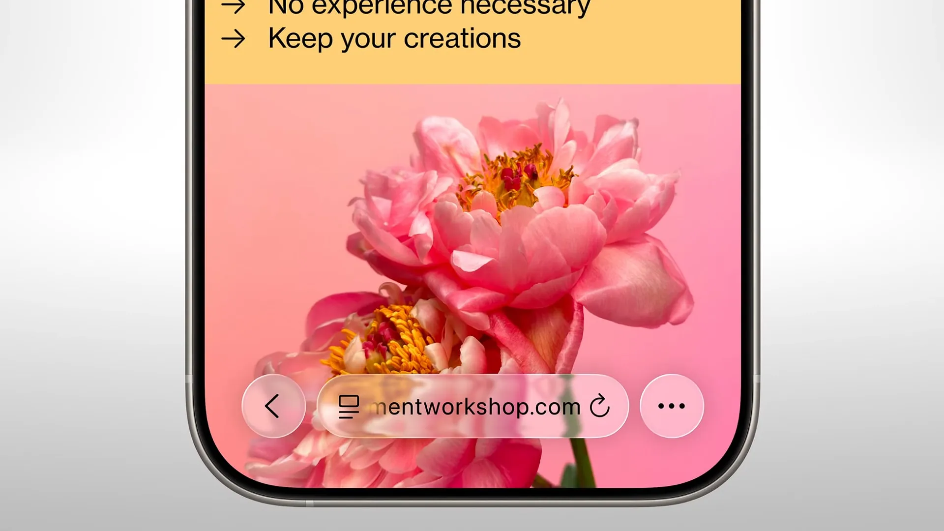 Liquid Glass در مرورگر سافاری، نوار آدرس