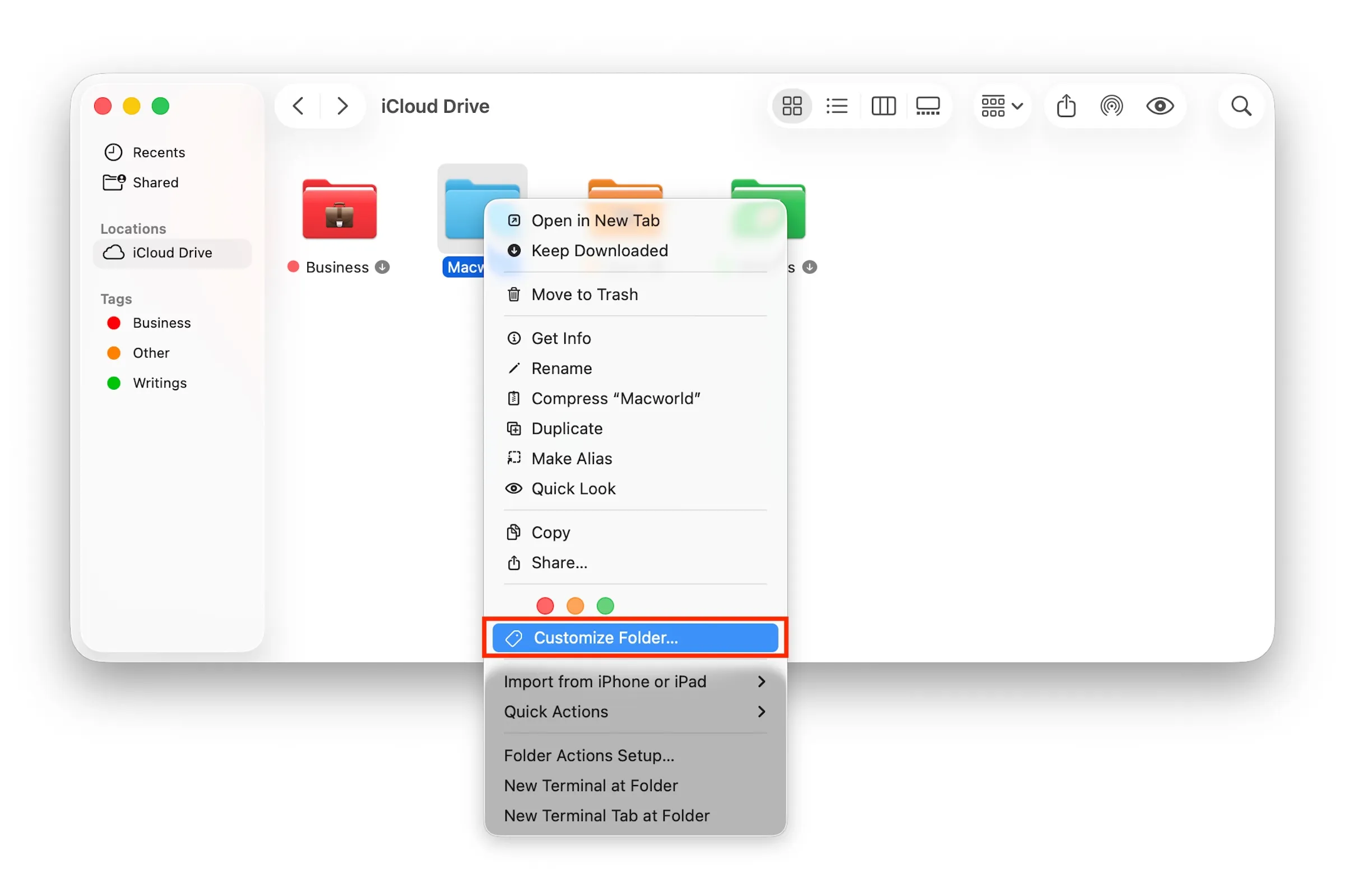 شخصی سازی پوشه در Finder