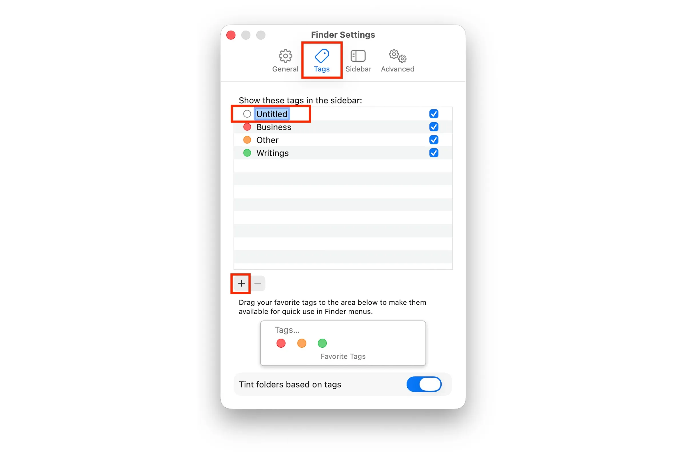 ایجاد تگ در Finder