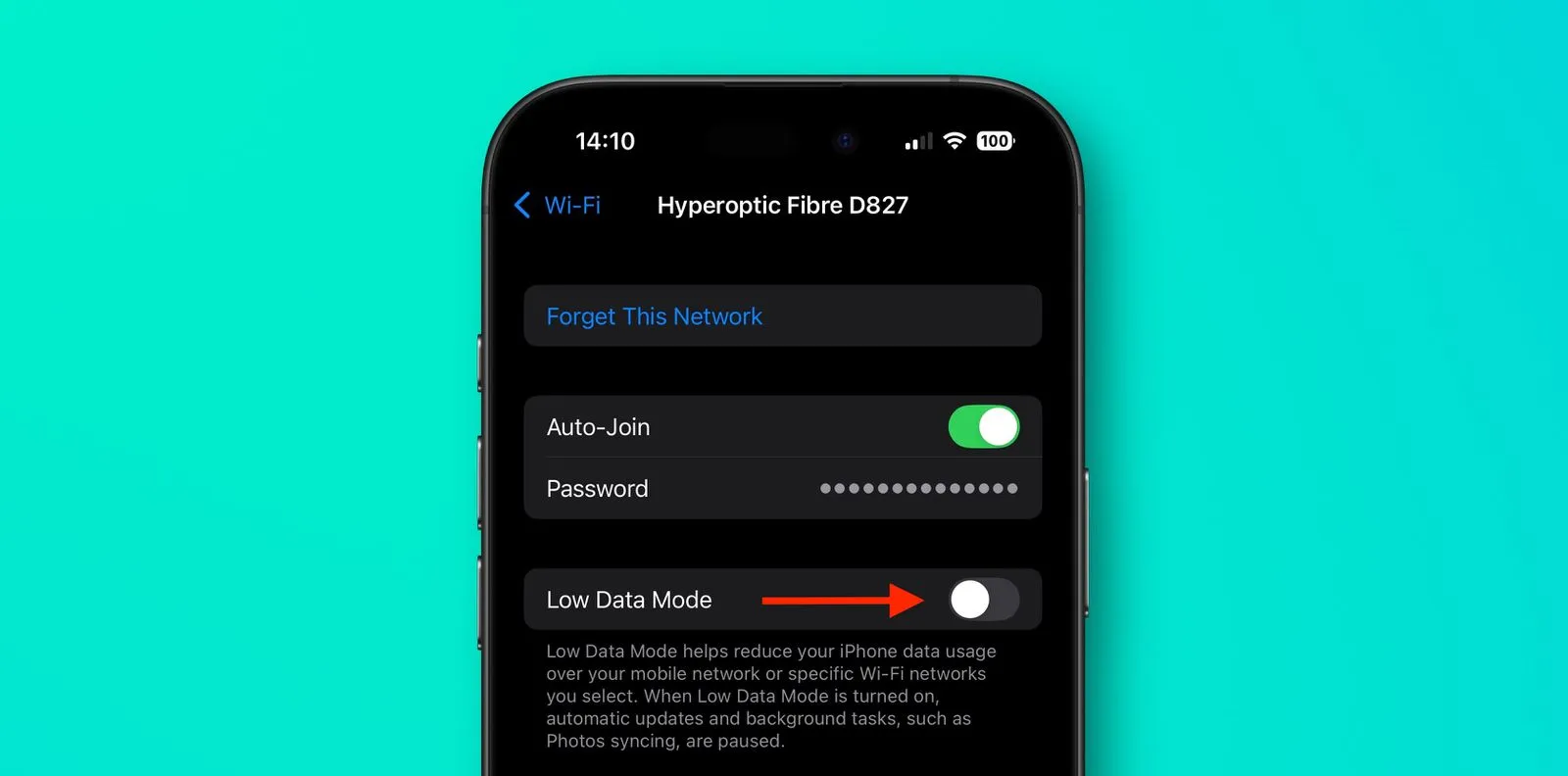 تنظیمات وای‌فای در iOS برای حالت ذخیره داده