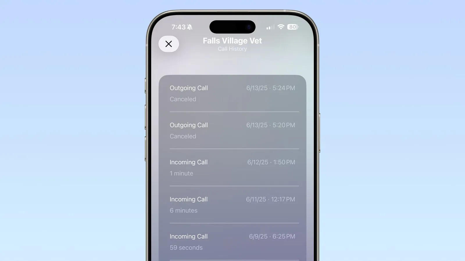 نمایش تاریخچه تماس iOS 26