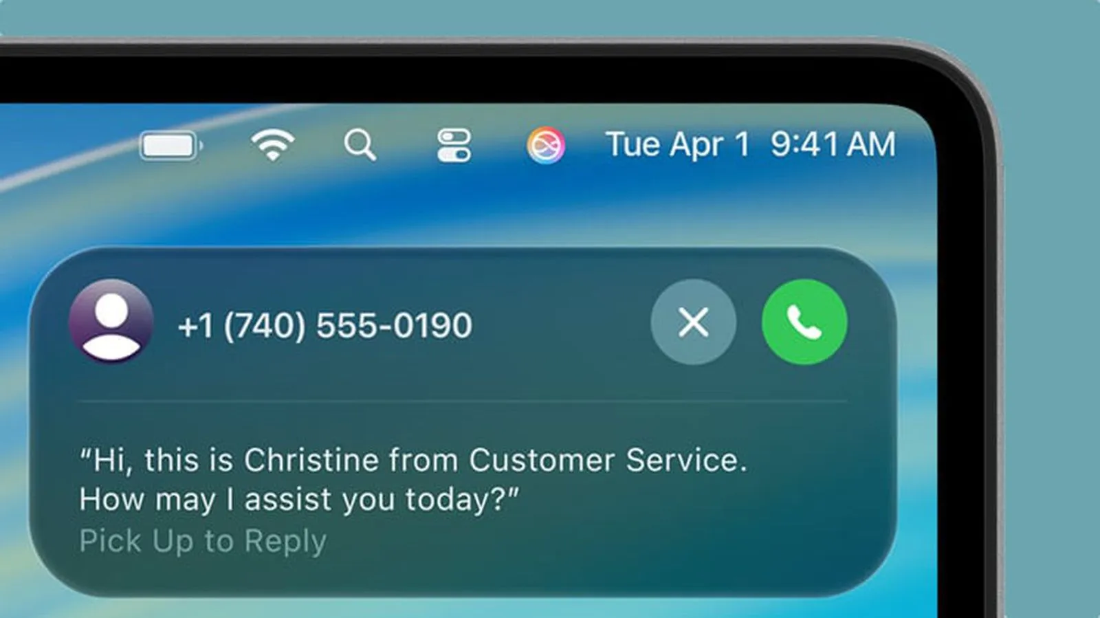 نمای قابلیّت Hold Assist در macOS Tahoe