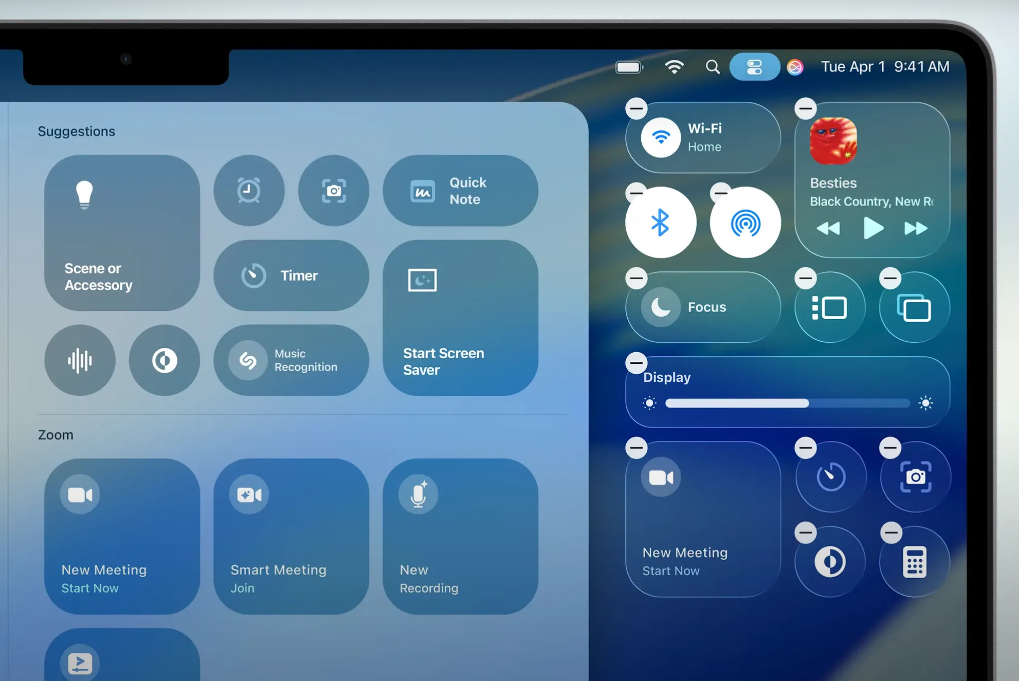 مرکز کنترل macOS Tahoe