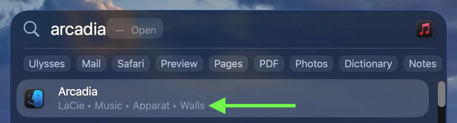 نمایش مسیر فایل در Spotlight