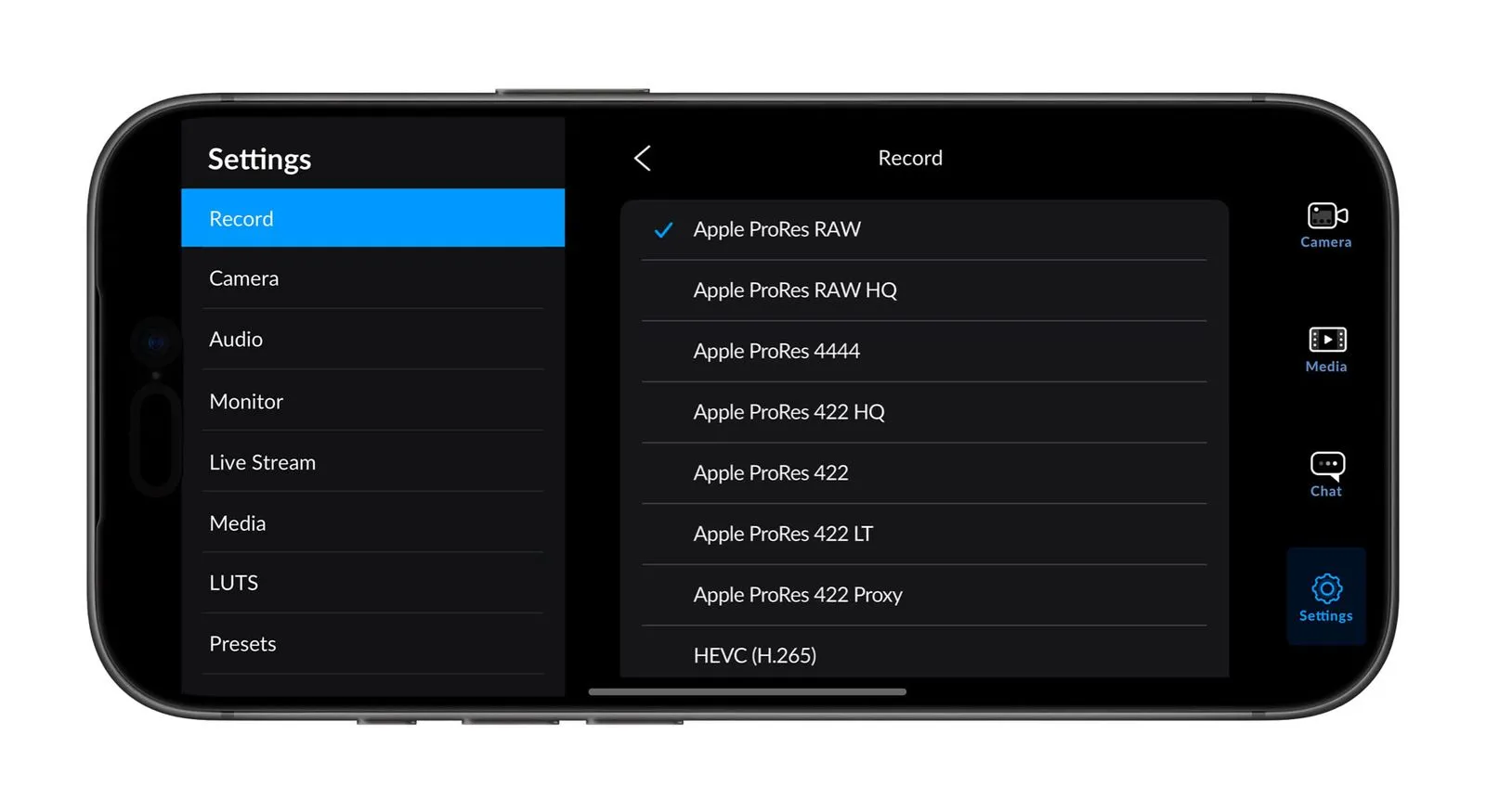 نمونه ضبط ProRes RAW