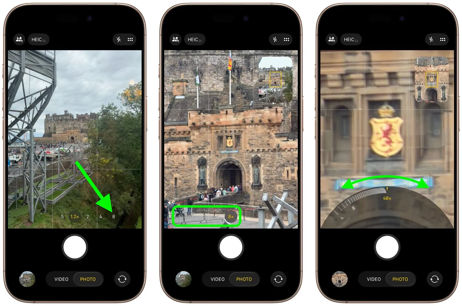 آیفون 17 هنگام استفاده از زوم اپتیکال 8x