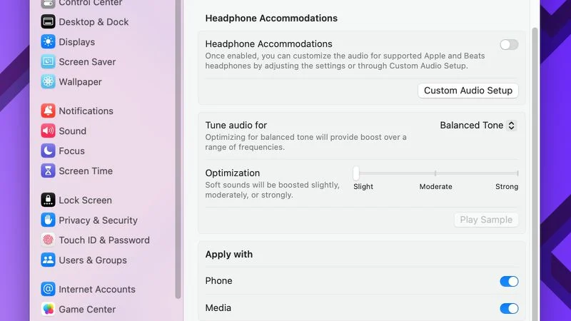 تنظیمات Airpod در macOS Sequoia 