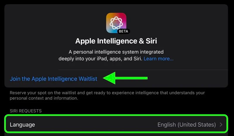 فعال‌سازی Apple Intelligence از طریق لیست انتظار