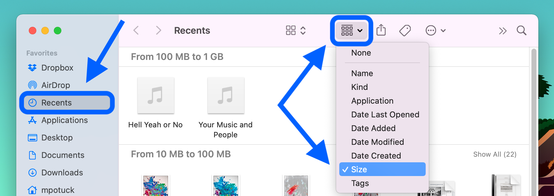 تنظیمات سیستم برای مدیریت حافظه در macOS از طریق Finder