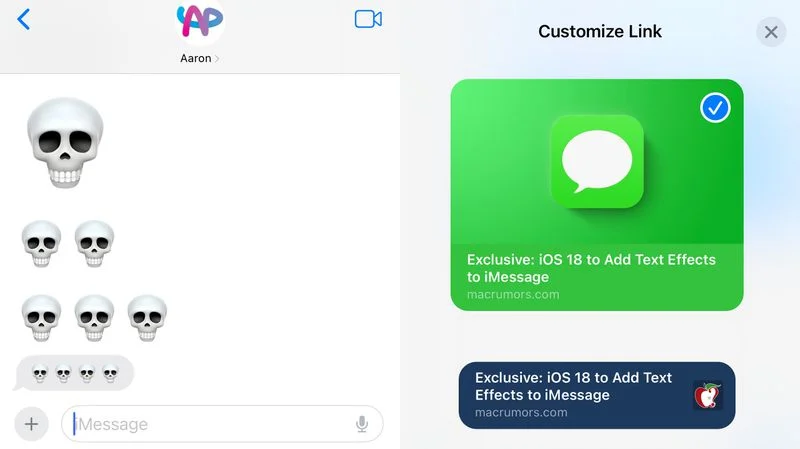 طراحی جدید کارت‌های لینک در اپلیکیشن Messages iOS 18