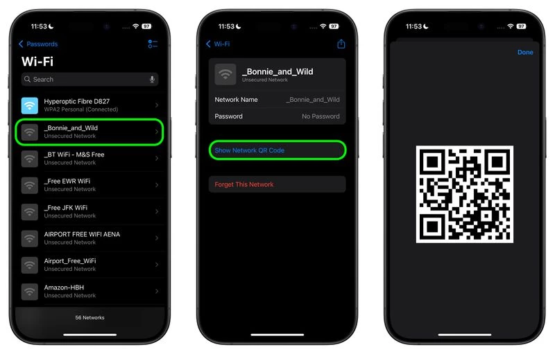 اشتراک گذاری رمز عبور وای فای با QR-CODE آیفون