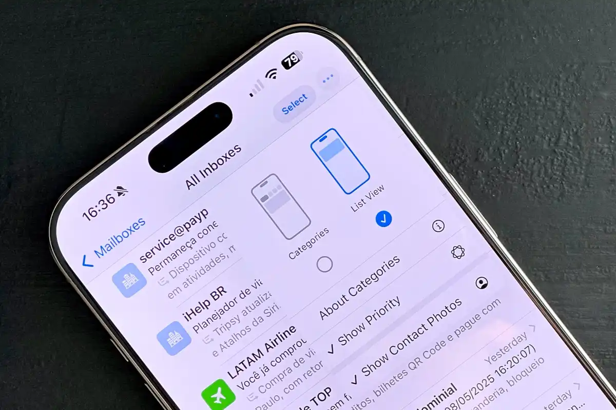تغییرات برنامه mail در آیفون